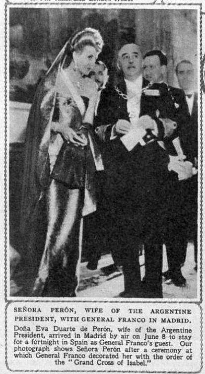 Eva as a guest of Franco
